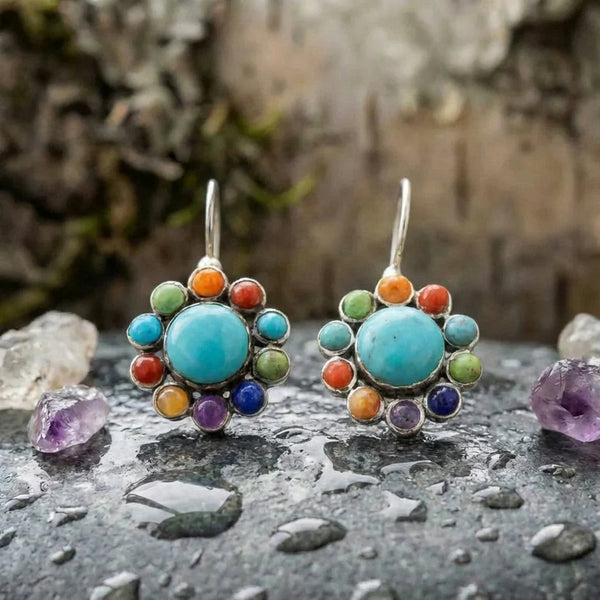 Iris Vintage Turquoise Hoop Earrings — image 1