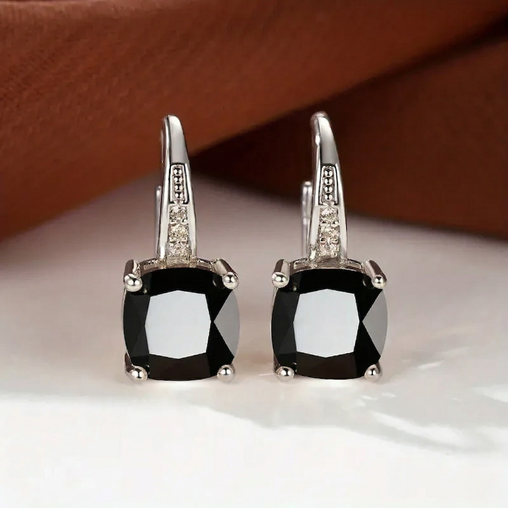 Mystic Stone White Gold Hoop Earrings — image 3