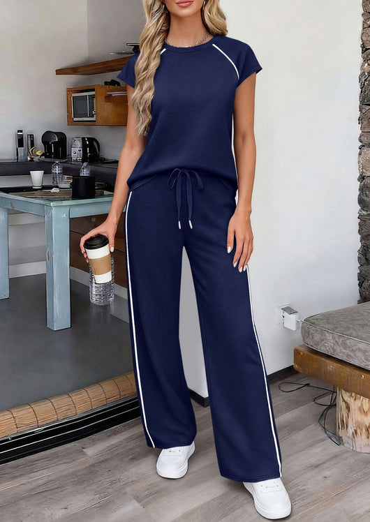 Osonn Women's 2 Piece Lounge Sets Summer Cap Sleeve Tops Wide Leg Pants Travel Outfits Matching Fashion Clothing