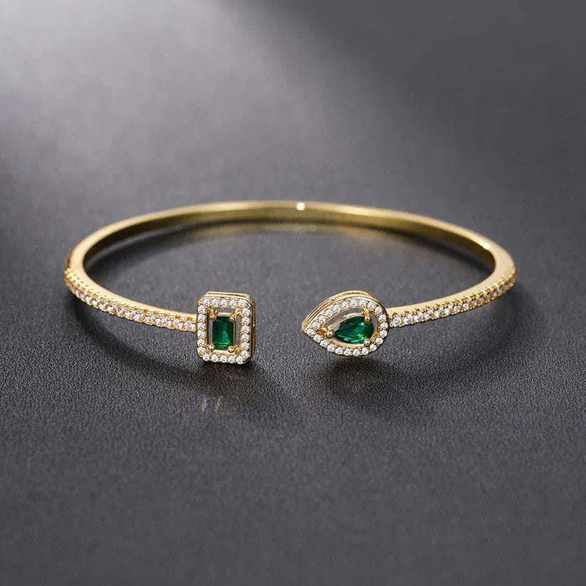 Elegant Emerald Open Cuff Bracelet — image 1