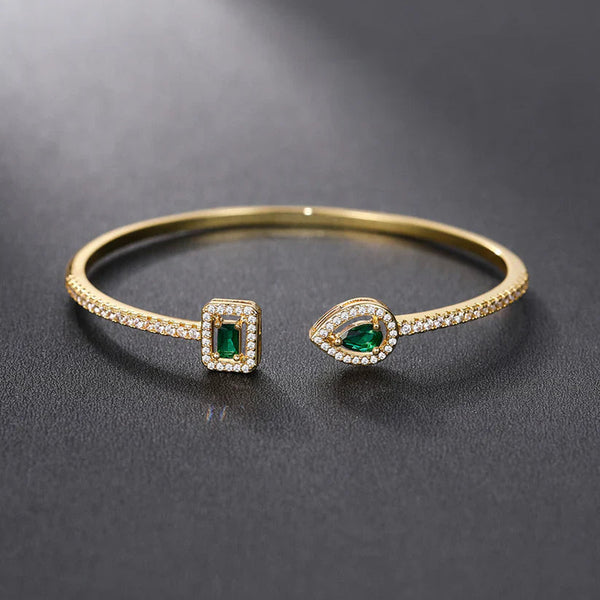 Elegant Emerald Open Cuff Bracelet — image 1