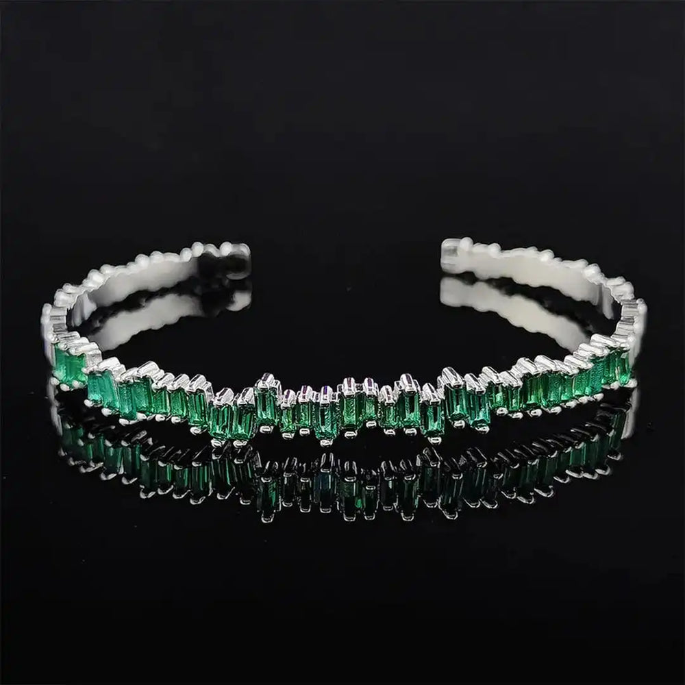 Modern Emerald Zigzag Bangle Bracelet — image 2