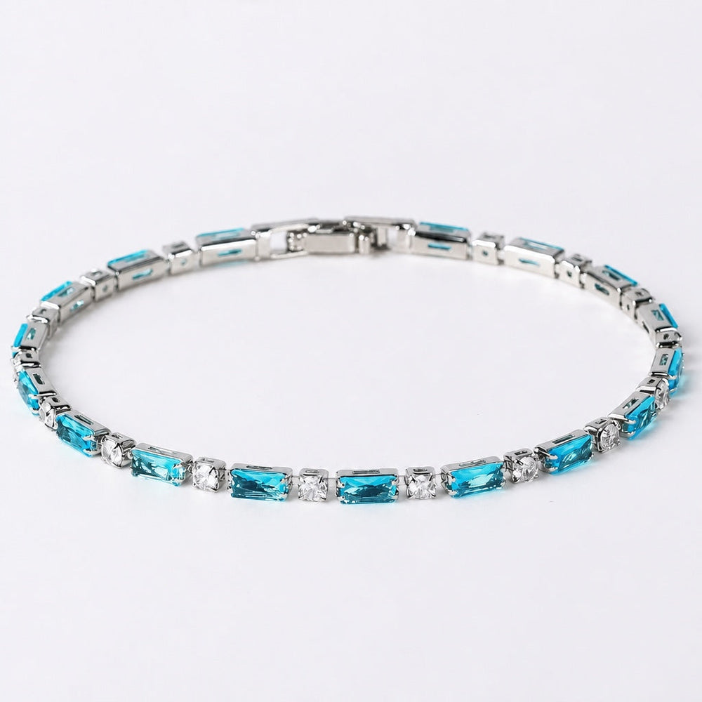 Natural Turquoise Stone White Gold Bracelet — image 1