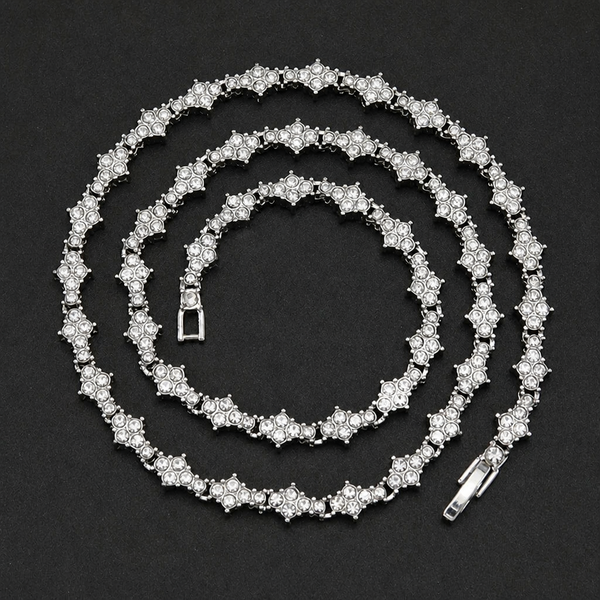 Classic Cluster White Gold Tennis Necklace — image 1