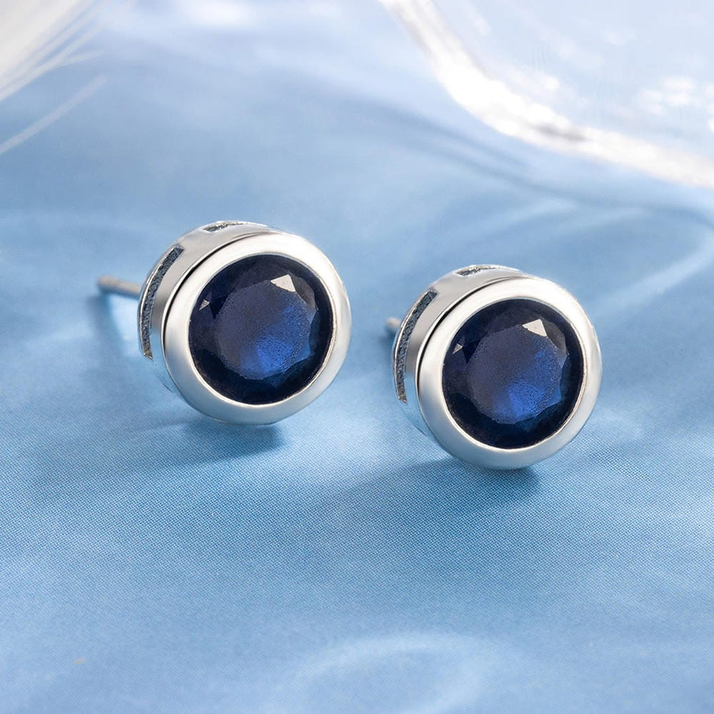 Sapphire Bezel White Gold Earrings — image 2