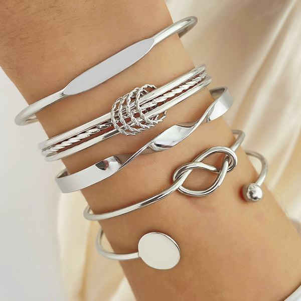 Knotted White Gold Bracelet Set — image 1