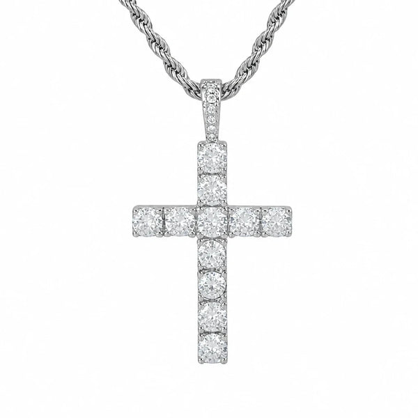 White Gold Cross Crystals Necklace — image 1