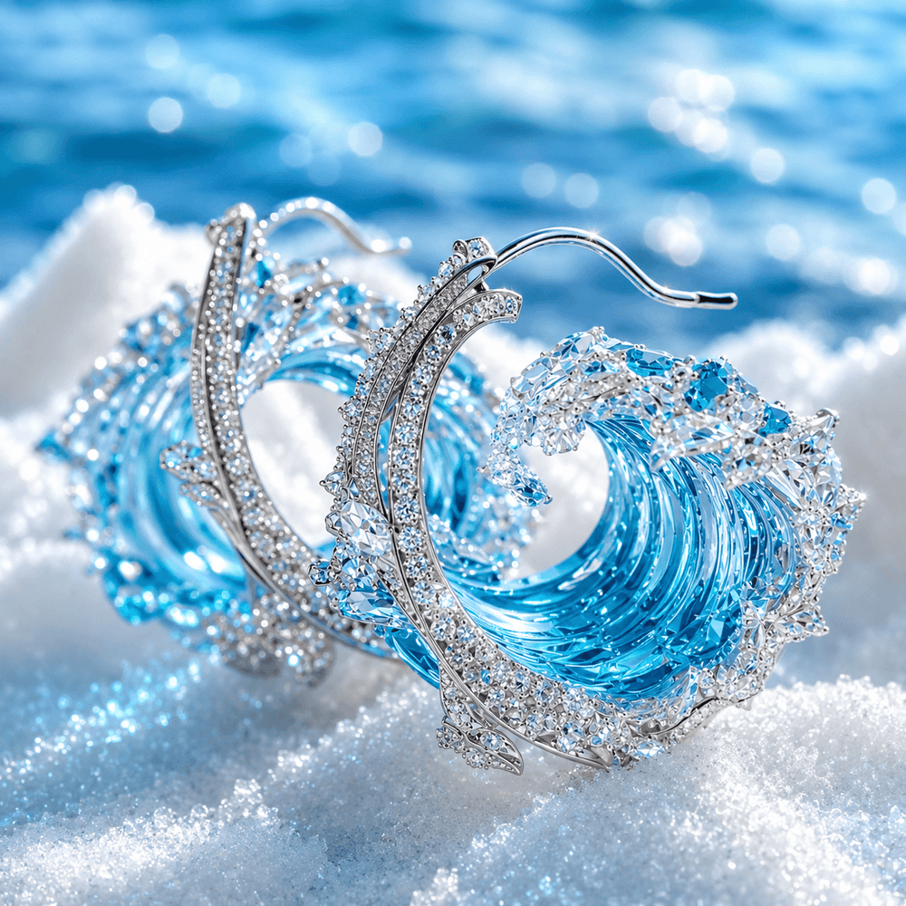 Ocean's Oath White Gold Earrings — image 1