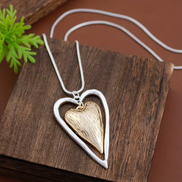 Timeless Silver and Matte Gold Heart Necklace — image 1