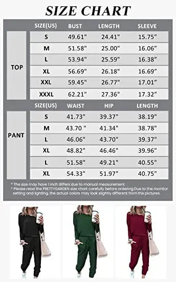Osonn Lounge Outfit Long Sleeve Crewneck Pullover Tops High Waisted Pants Set Tracksuit