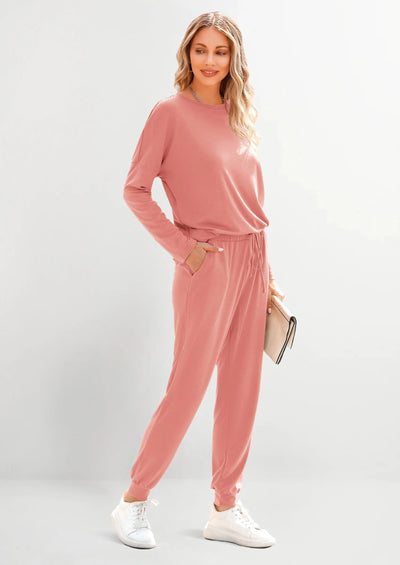 Osonn Lounge Outfit Long Sleeve Crewneck Pullover Tops High Waisted Pants Set Tracksuit