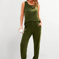 Osonn Two Piece Outfit Sets Casual Sleeveless Crewneck Tops and Sweatpants