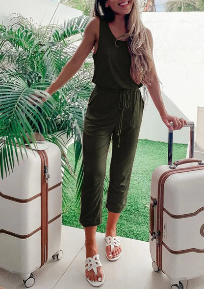 Osonn Two Piece Outfit Sets Casual Sleeveless Crewneck Tops and Sweatpants