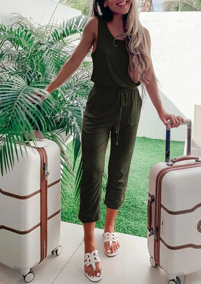 Osonn Two Piece Outfit Sets Casual Sleeveless Crewneck Tops and Sweatpants