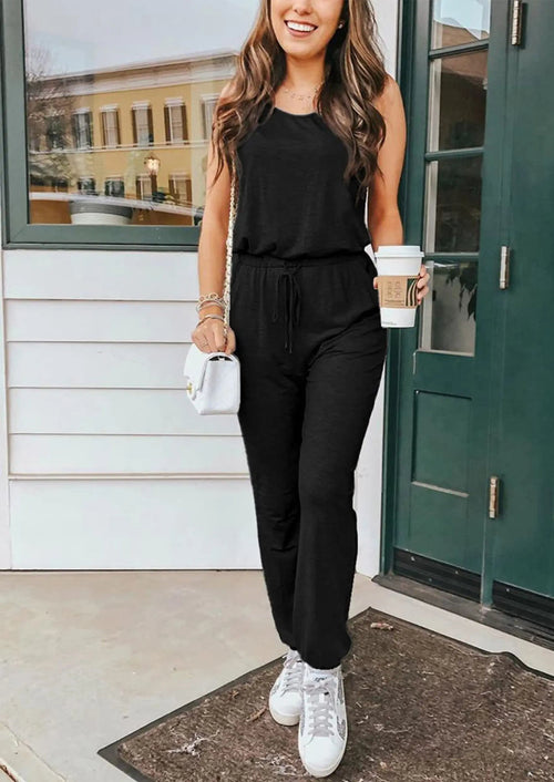 Osonn Two Piece Outfit Sets Casual Sleeveless Crewneck Tops and Sweatpants