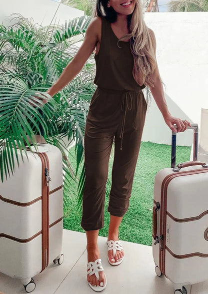 Osonn Two Piece Outfit Sets Casual Sleeveless Crewneck Tops and Sweatpants