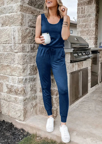 Osonn Two Piece Outfit Sets Casual Sleeveless Crewneck Tops and Sweatpants
