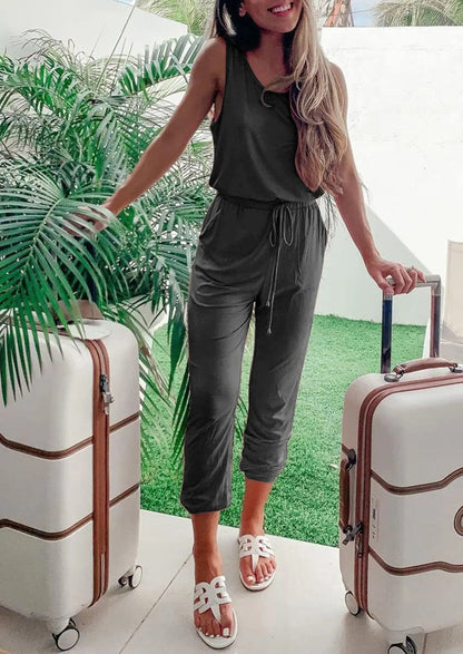 Osonn Two Piece Outfit Sets Casual Sleeveless Crewneck Tops and Sweatpants