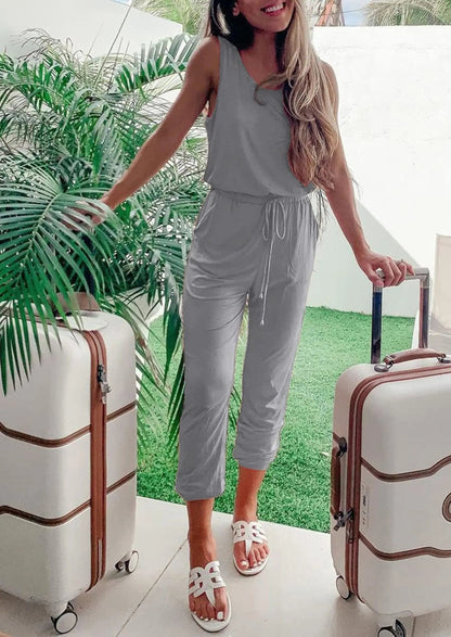 Osonn Two Piece Outfit Sets Casual Sleeveless Crewneck Tops and Sweatpants
