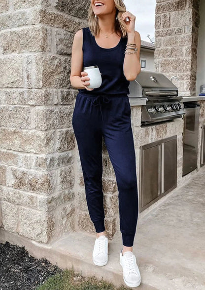Osonn Two Piece Outfit Sets Casual Sleeveless Crewneck Tops and Sweatpants