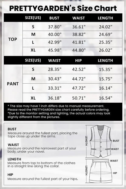 Osonn Women's Summer 2 Piece Outfits Sleeveless Matching Sets Button Down V Neck Vest Waistcoat and Pockets Shorts
