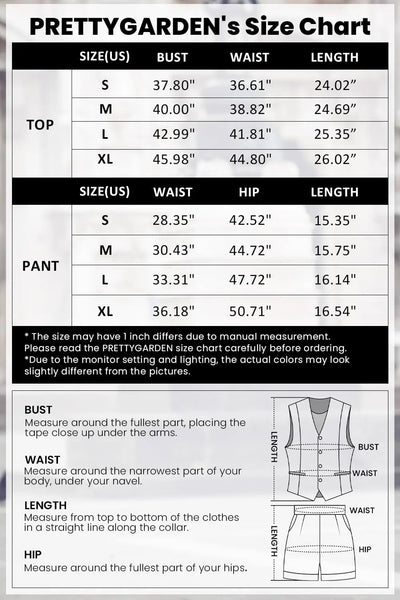 Osonn Women's Summer 2 Piece Outfits Sleeveless Matching Sets Button Down V Neck Vest Waistcoat and Pockets Shorts