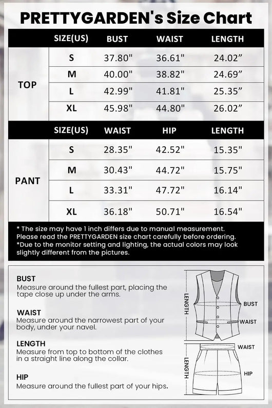 Osonn Women's Summer 2 Piece Outfits Sleeveless Matching Sets Button Down V Neck Vest Waistcoat and Pockets Shorts