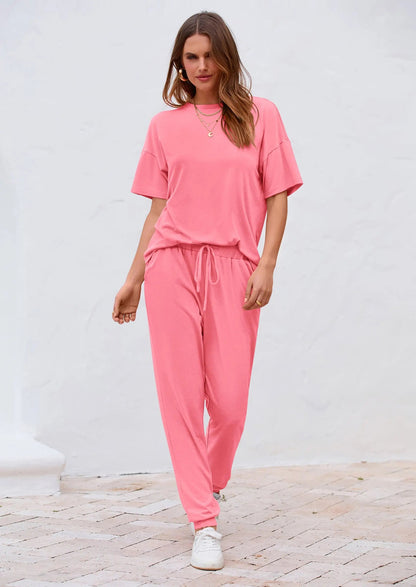 Osonn Women's Two Piece Lounge Sets Spring Summer Jogger Pants Vacation Outfits Travel Airplane Matching Clothes
