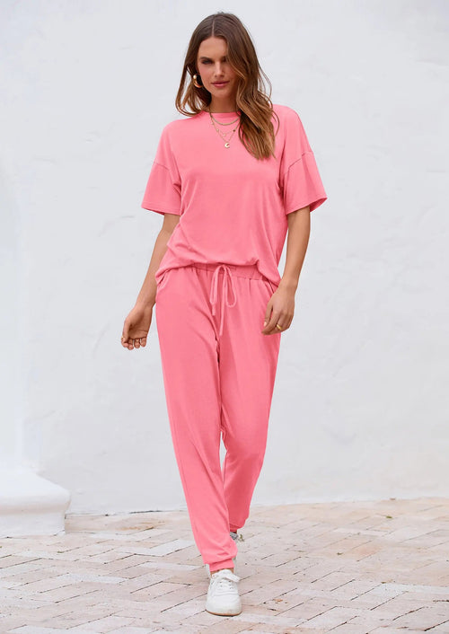 Osonn Women's Two Piece Lounge Sets Spring Summer Jogger Pants Vacation Outfits Travel Airplane Matching Clothes