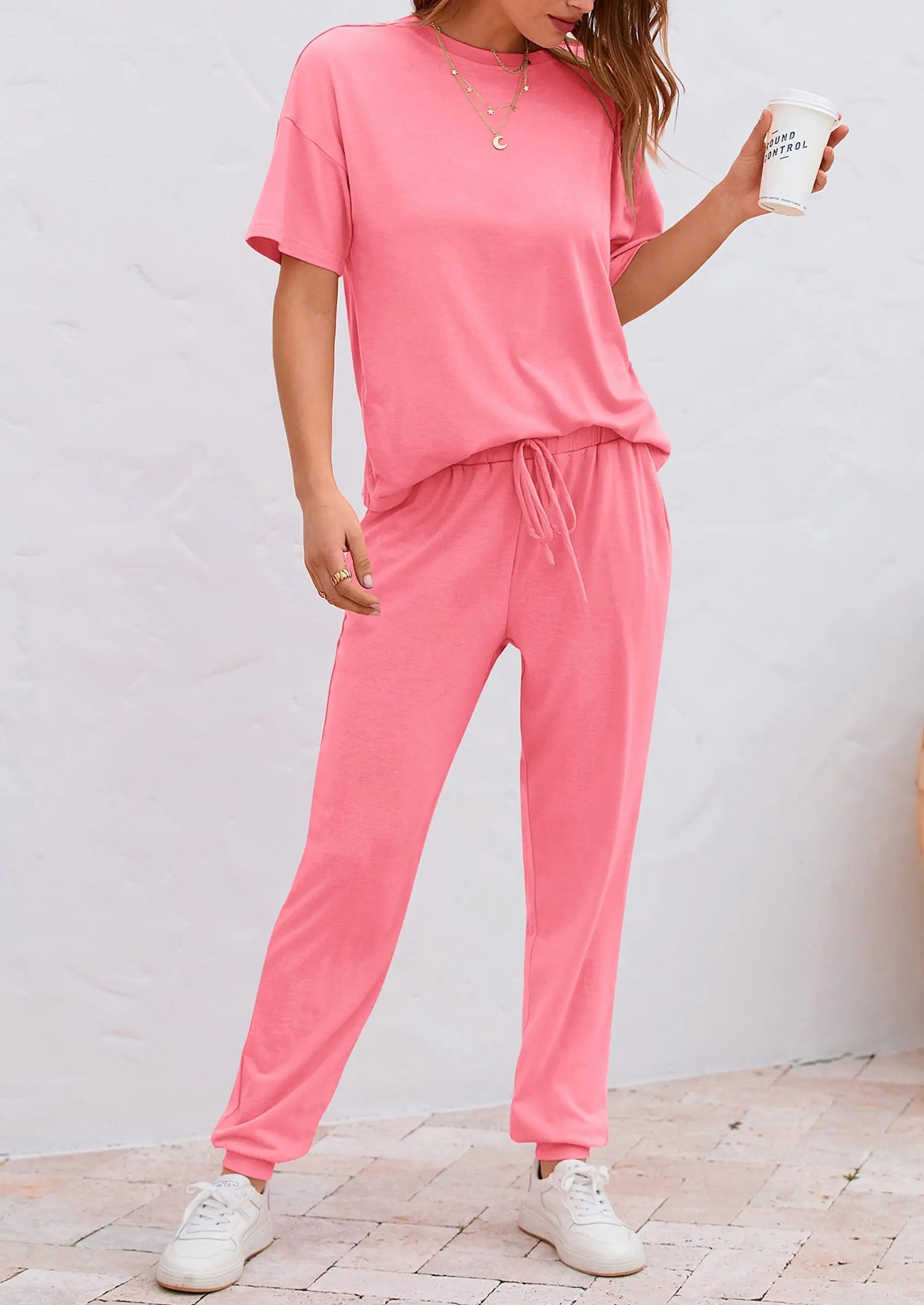 Osonn Women's Two Piece Lounge Sets Spring Summer Jogger Pants Vacation Outfits Travel Airplane Matching Clothes