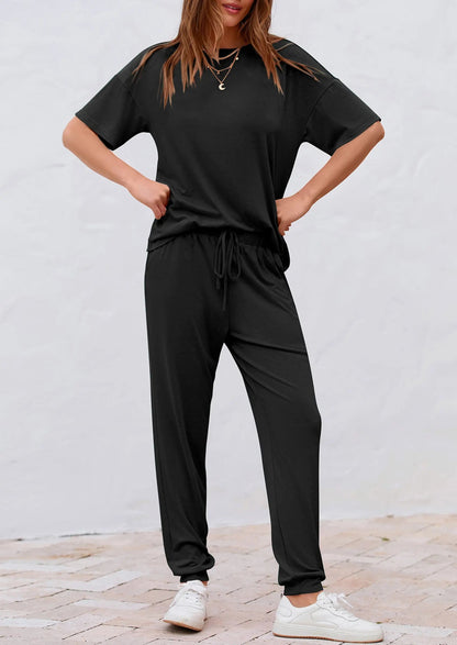 Osonn Women's Two Piece Lounge Sets Spring Summer Jogger Pants Vacation Outfits Travel Airplane Matching Clothes