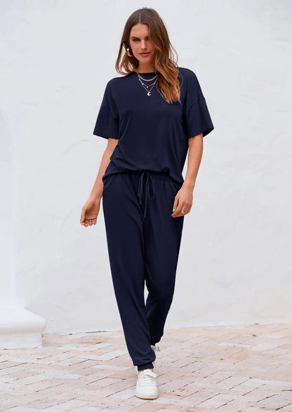 Osonn Women's Two Piece Lounge Sets Spring Summer Jogger Pants Vacation Outfits Travel Airplane Matching Clothes