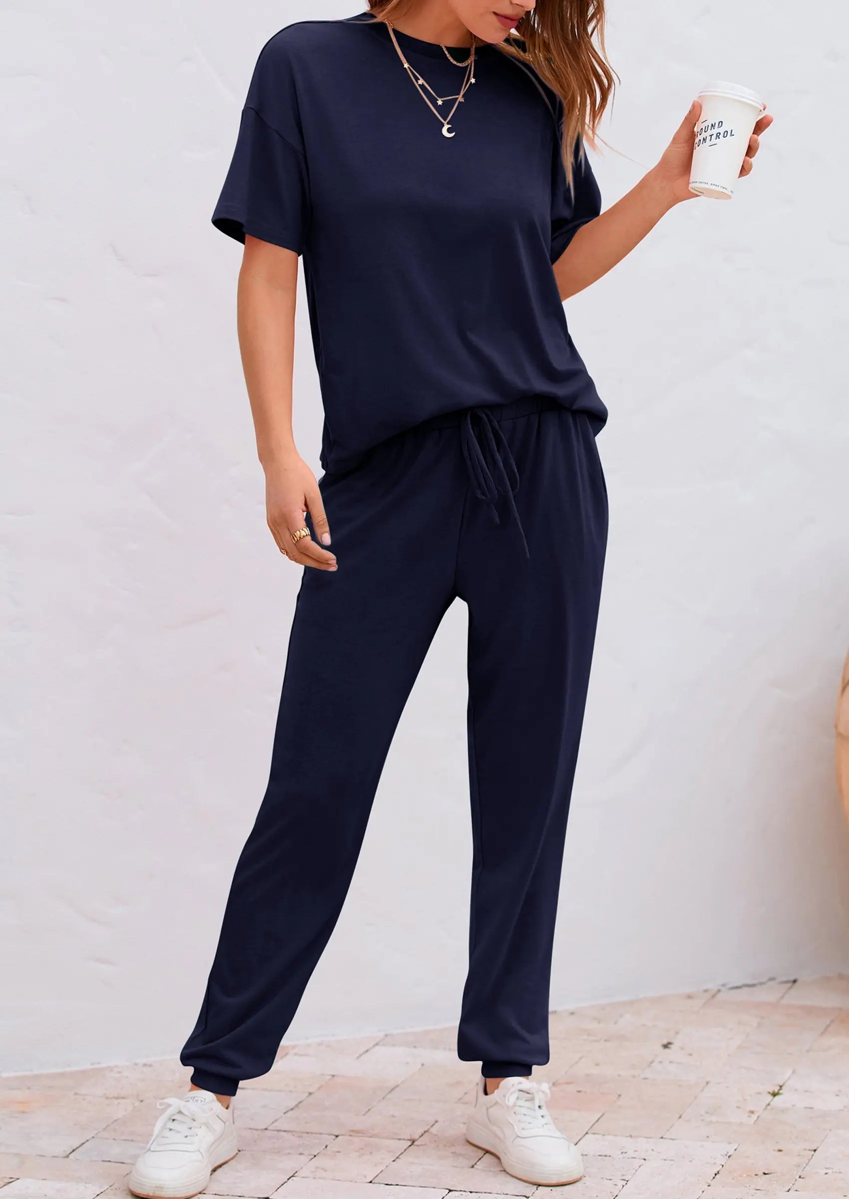 Osonn Women's Two Piece Lounge Sets Spring Summer Jogger Pants Vacation Outfits Travel Airplane Matching Clothes