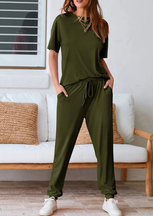 Osonn Women's Two Piece Lounge Sets Spring Summer Jogger Pants Vacation Outfits Travel Airplane Matching Clothes
