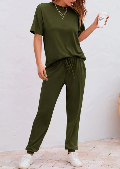 Osonn Women's Two Piece Lounge Sets Spring Summer Jogger Pants Vacation Outfits Travel Airplane Matching Clothes
