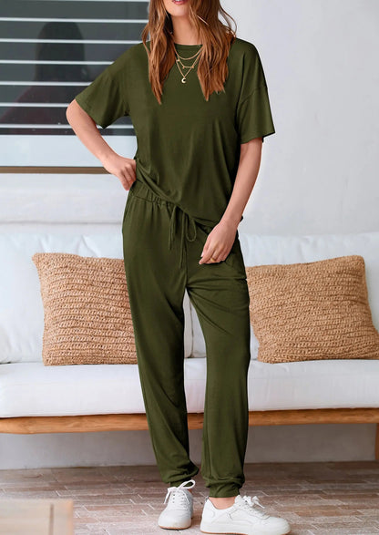 Osonn Women's Two Piece Lounge Sets Spring Summer Jogger Pants Vacation Outfits Travel Airplane Matching Clothes