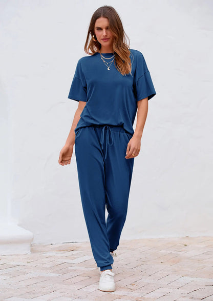 Osonn Women's Two Piece Lounge Sets Spring Summer Jogger Pants Vacation Outfits Travel Airplane Matching Clothes