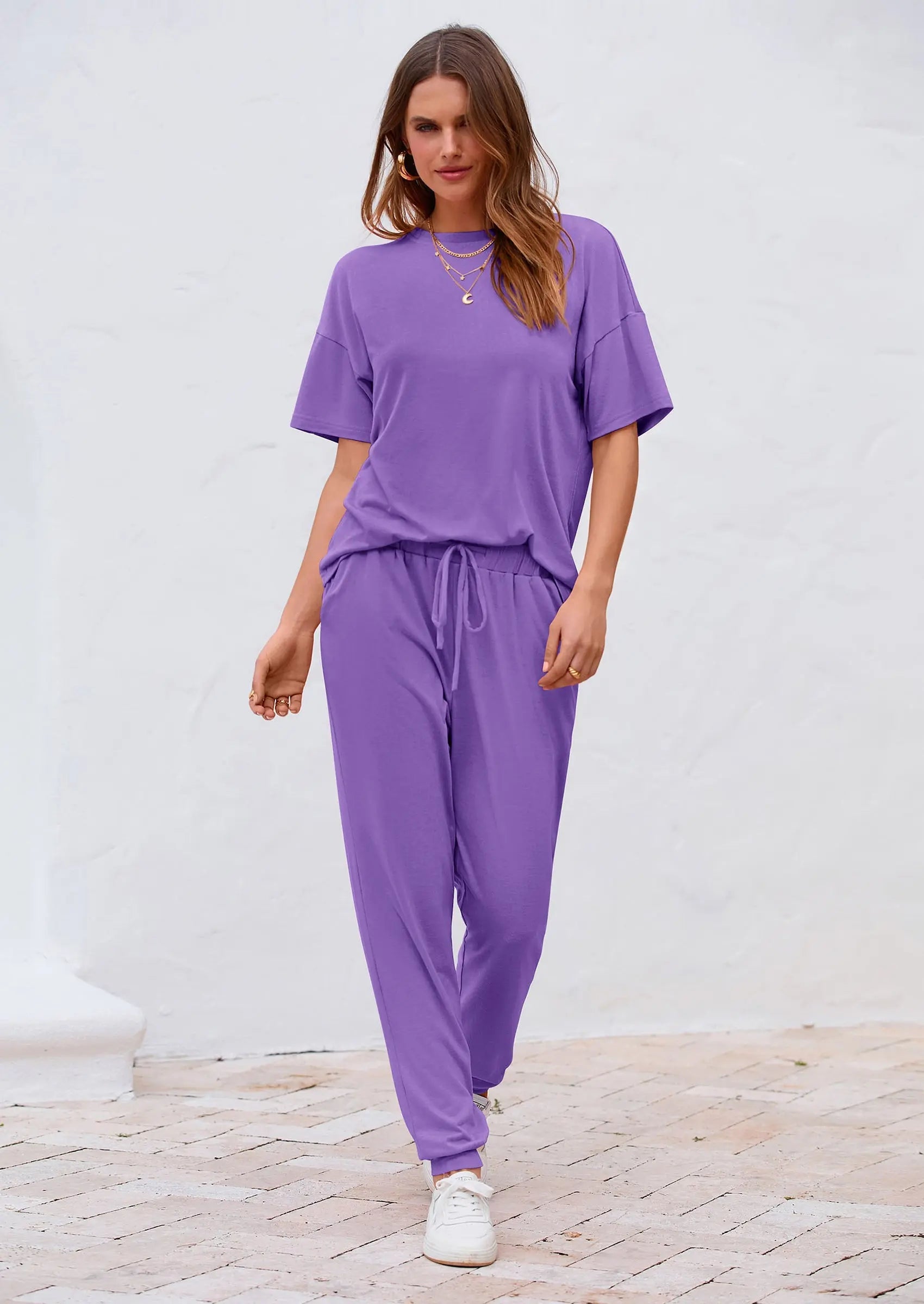 Osonn Women's Two Piece Lounge Sets Spring Summer Jogger Pants Vacation Outfits Travel Airplane Matching Clothes