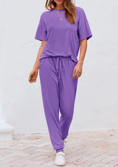 Osonn Women's Two Piece Lounge Sets Spring Summer Jogger Pants Vacation Outfits Travel Airplane Matching Clothes