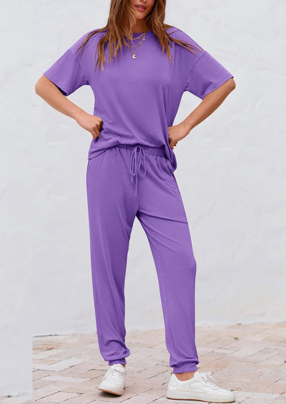 Osonn Women's Two Piece Lounge Sets Spring Summer Jogger Pants Vacation Outfits Travel Airplane Matching Clothes