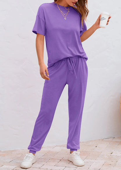 Osonn Women's Two Piece Lounge Sets Spring Summer Jogger Pants Vacation Outfits Travel Airplane Matching Clothes