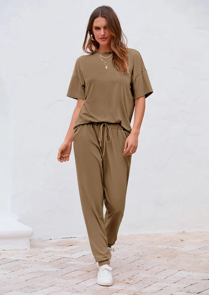 Osonn Women's Two Piece Lounge Sets Spring Summer Jogger Pants Vacation Outfits Travel Airplane Matching Clothes