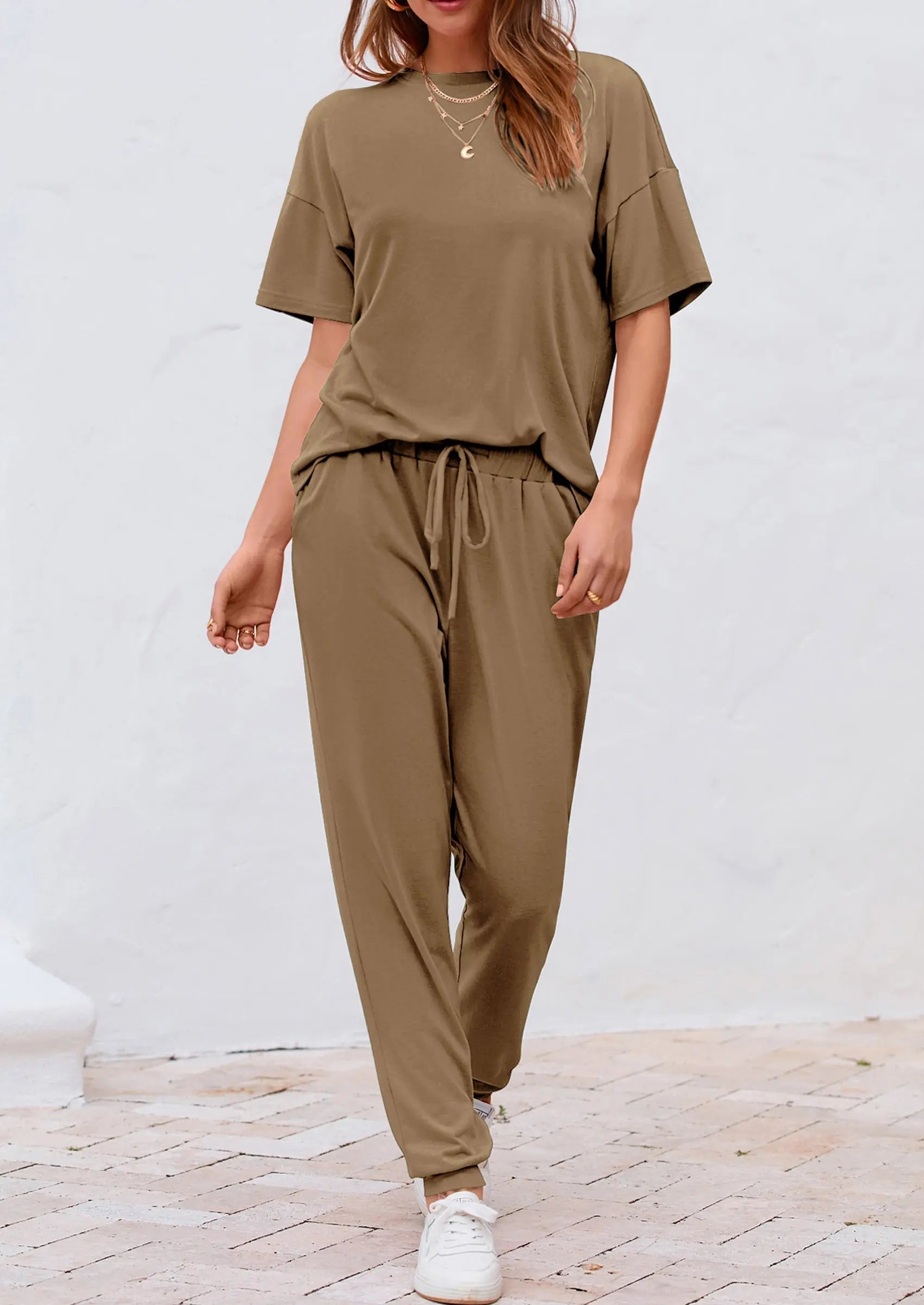 Osonn Women's Two Piece Lounge Sets Spring Summer Jogger Pants Vacation Outfits Travel Airplane Matching Clothes