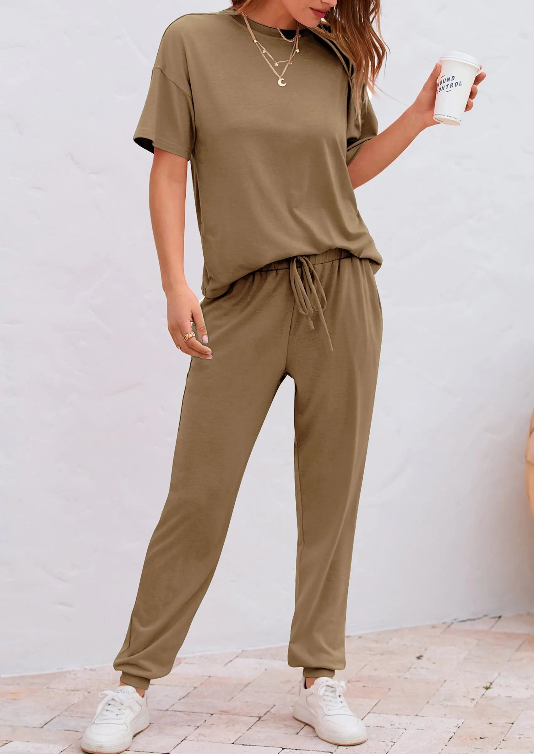 Osonn Women's Two Piece Lounge Sets Spring Summer Jogger Pants Vacation Outfits Travel Airplane Matching Clothes