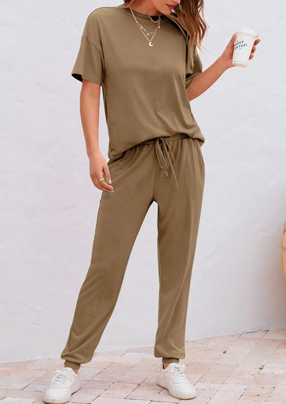 Osonn Women's Two Piece Lounge Sets Spring Summer Jogger Pants Vacation Outfits Travel Airplane Matching Clothes
