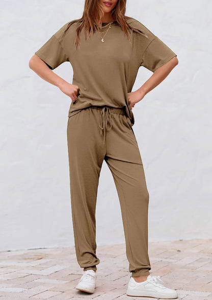 Osonn Women's Two Piece Lounge Sets Spring Summer Jogger Pants Vacation Outfits Travel Airplane Matching Clothes