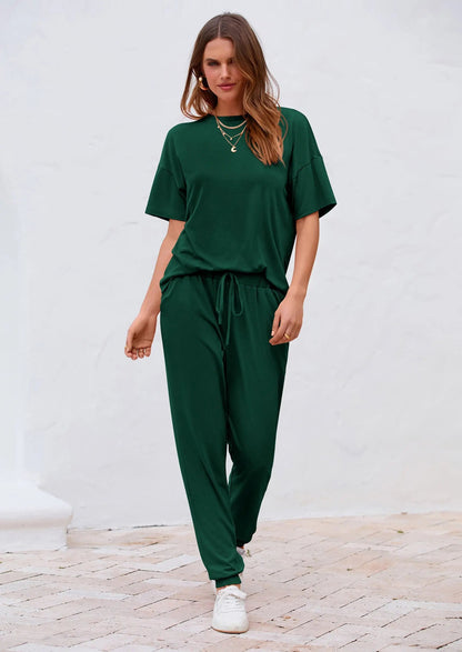 Osonn Women's Two Piece Lounge Sets Spring Summer Jogger Pants Vacation Outfits Travel Airplane Matching Clothes