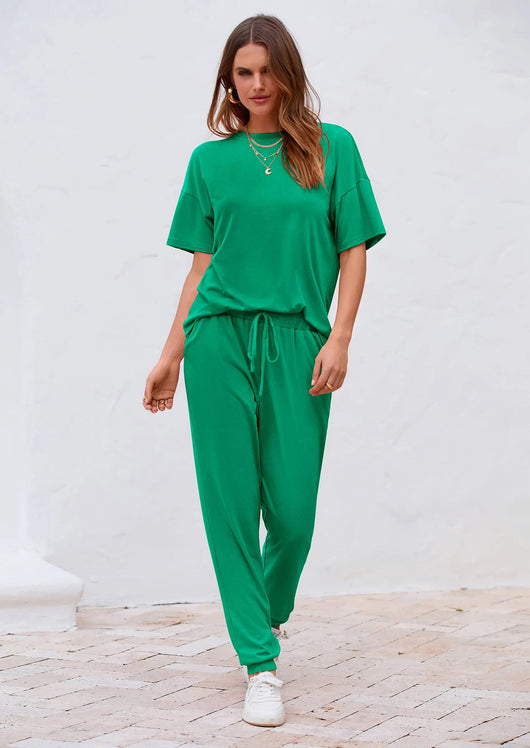 Osonn Women's Two Piece Lounge Sets Spring Summer Jogger Pants Vacation Outfits Travel Airplane Matching Clothes