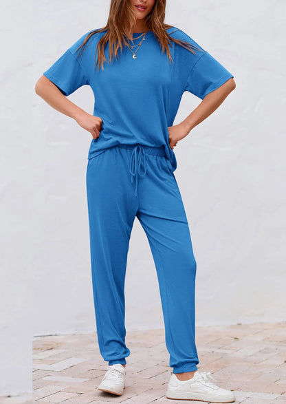 Osonn Women's Two Piece Lounge Sets Spring Summer Jogger Pants Vacation Outfits Travel Airplane Matching Clothes