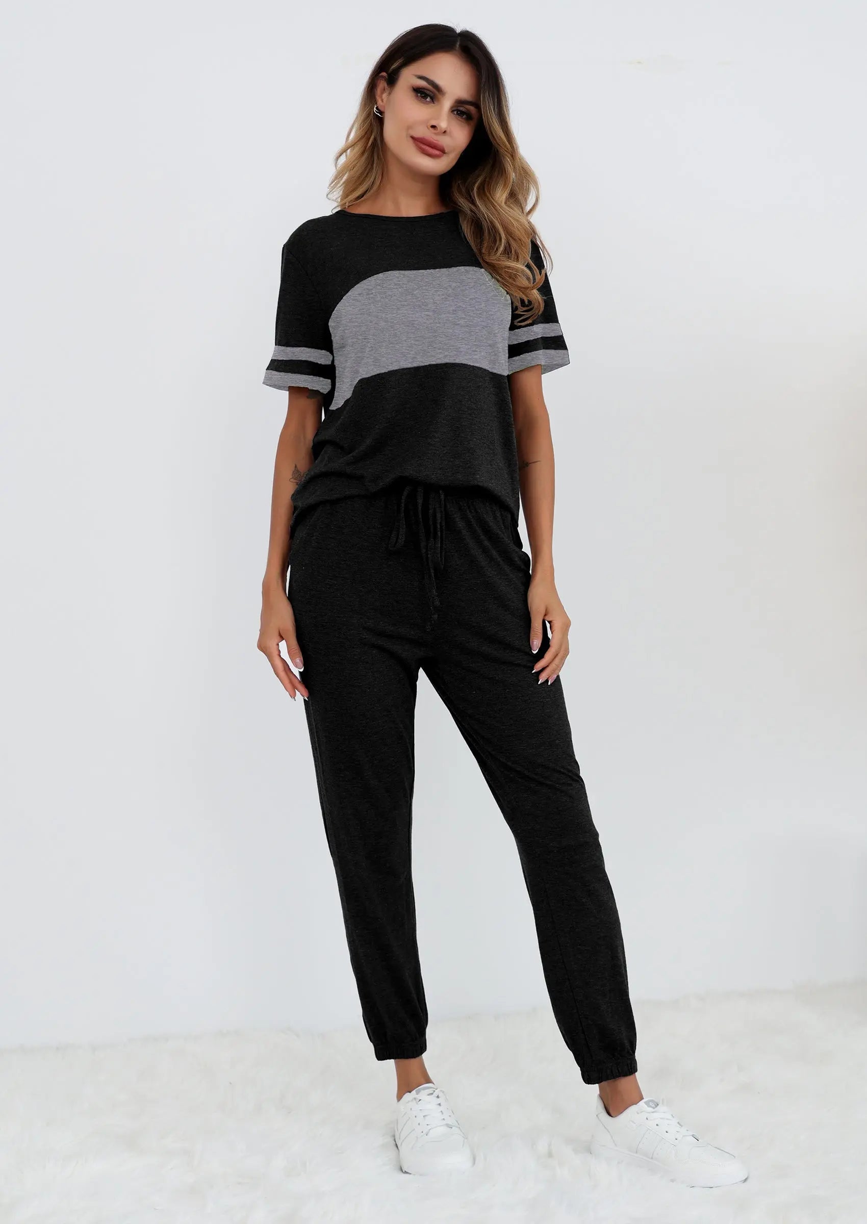 Osonn Women's Two Piece Lounge Sets Spring Summer Jogger Pants Vacation Outfits Travel Airplane Matching Clothes